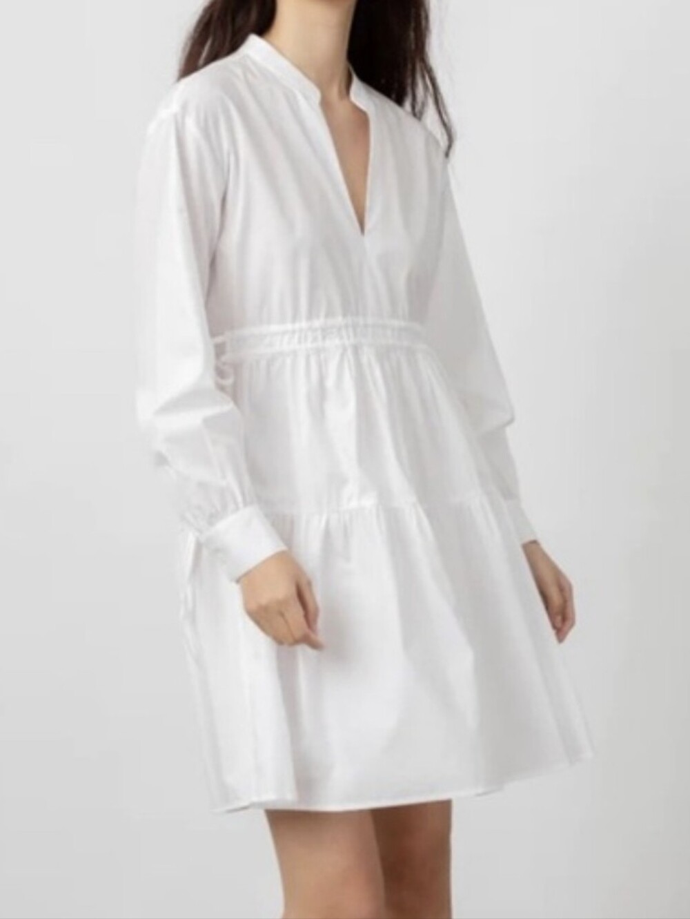 Nwot Rails Ivy White Long-Sleeve Tiered V-Neck Dress Size Xs